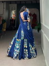 Blue Colour Rayon With Plain Printed Silk Lehenga With Blouse Dupatta Best Wholesale Shop In Surat